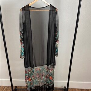 Vintage Black Floral Swim Coverup